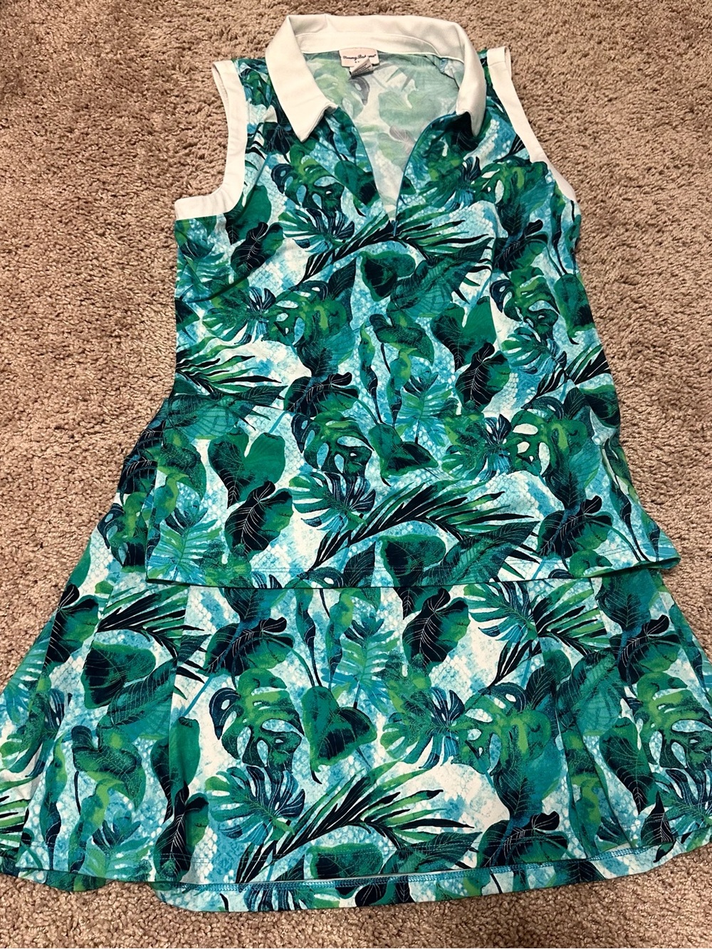Tommy Bahama Green and Teal Tropical Golf Polo Dress
